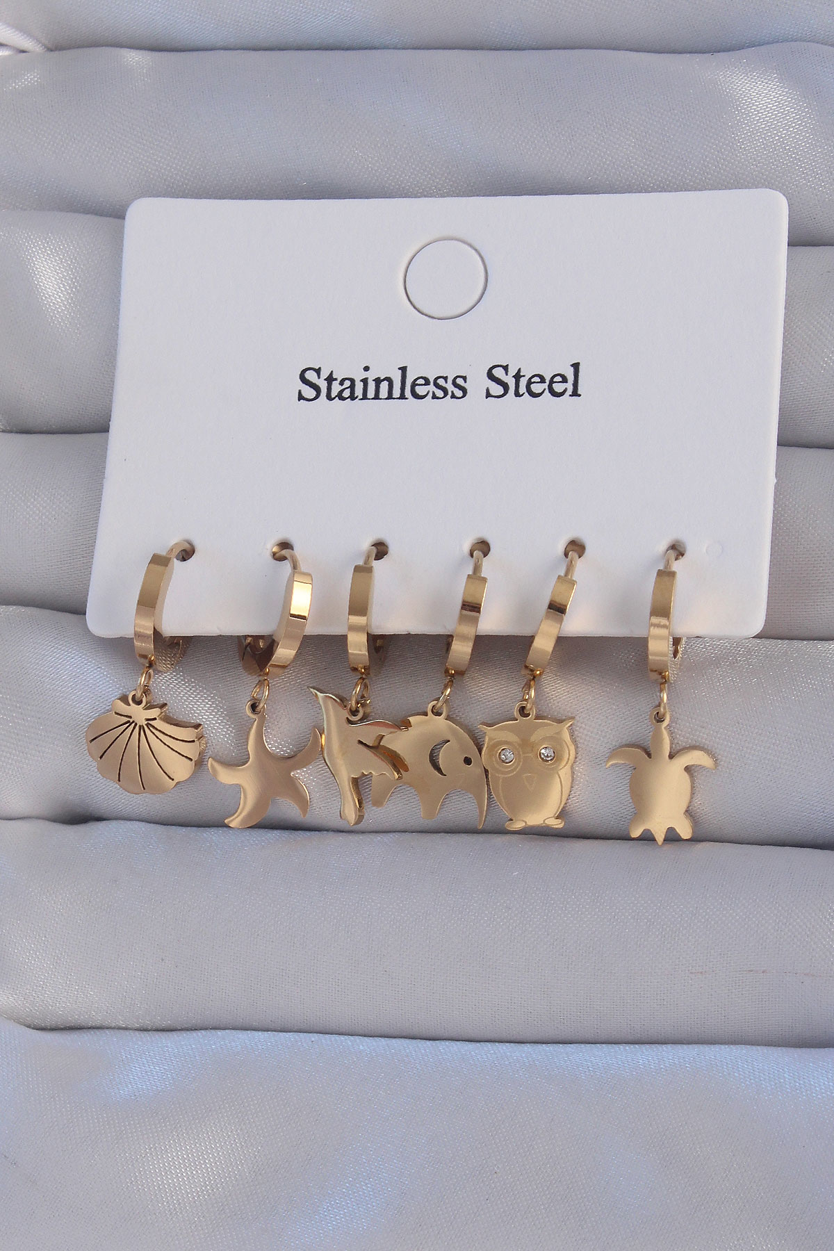 Stillove 316L Çelik Gold Renk Zirkon Taşlı Hayvan Figürlü Deniz Yıldızı Mo