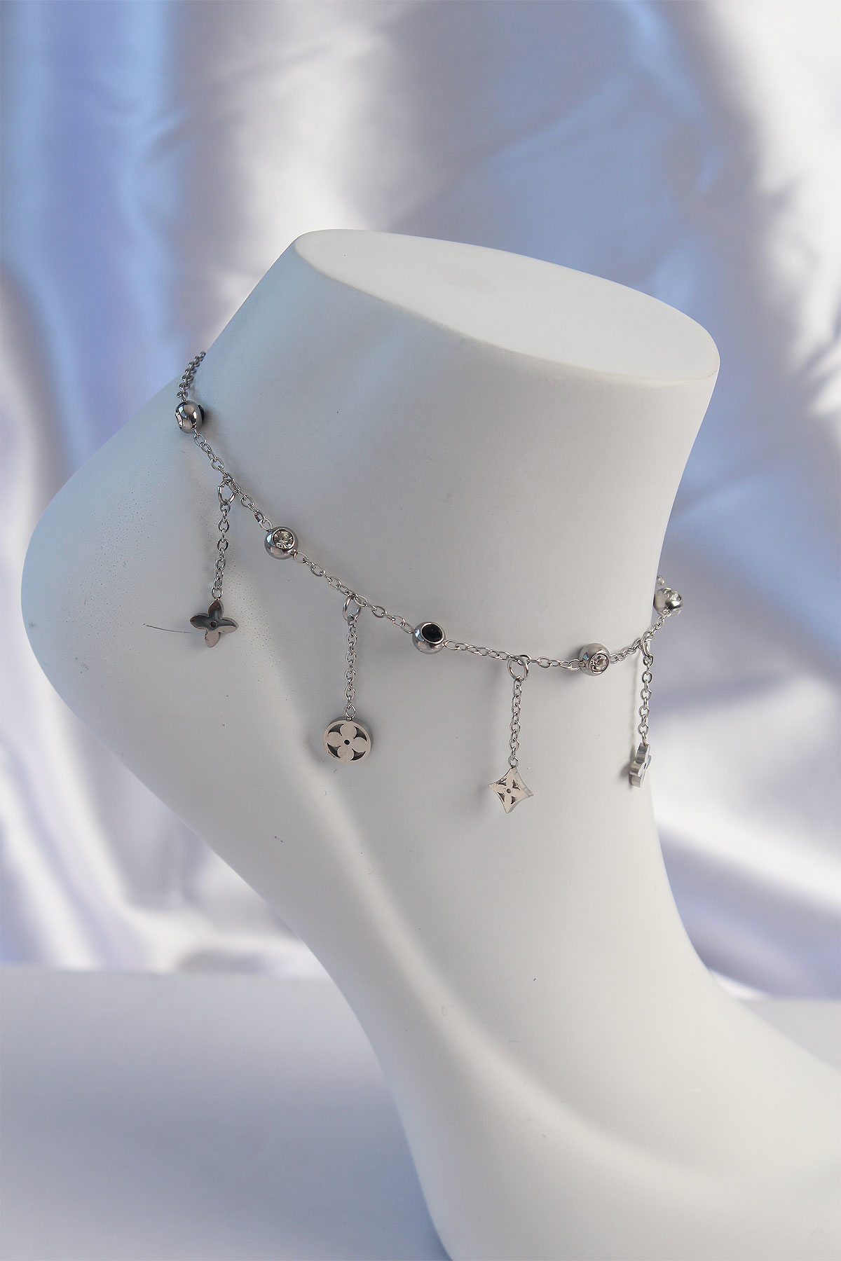 Stillove 316L Çelik Gold Renk Topçuk Zincir Model Sallantı Kare Zirkon Taş