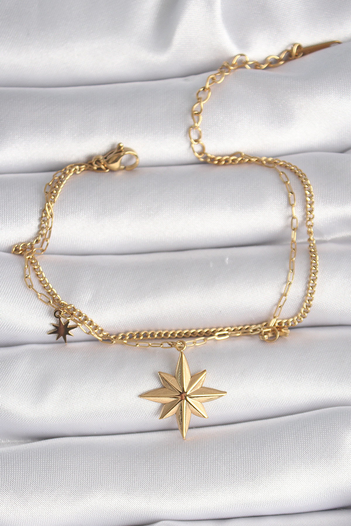 316L Çelik Gold Renk Kutup Yıldız Model Kadın Bileklik - TJ-BB650
