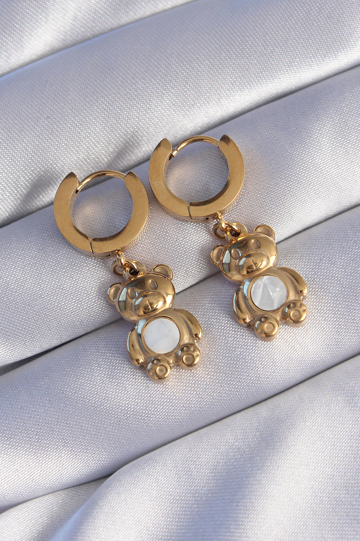 316L Çelik Gold Renk Teddy Model Küpe SL7916