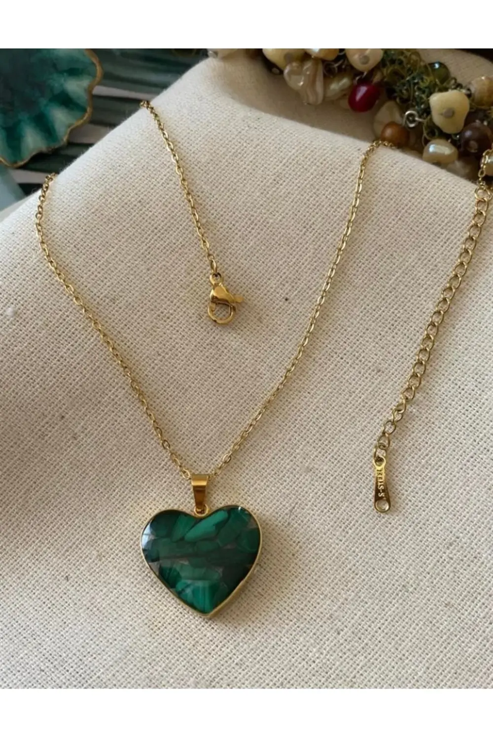 316L ÇELİK GRENA KALP KOLYE