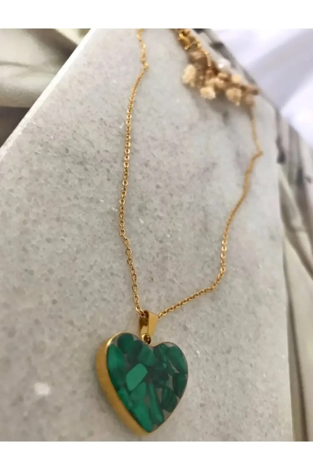 316L ÇELİK GRENA KALP KOLYE