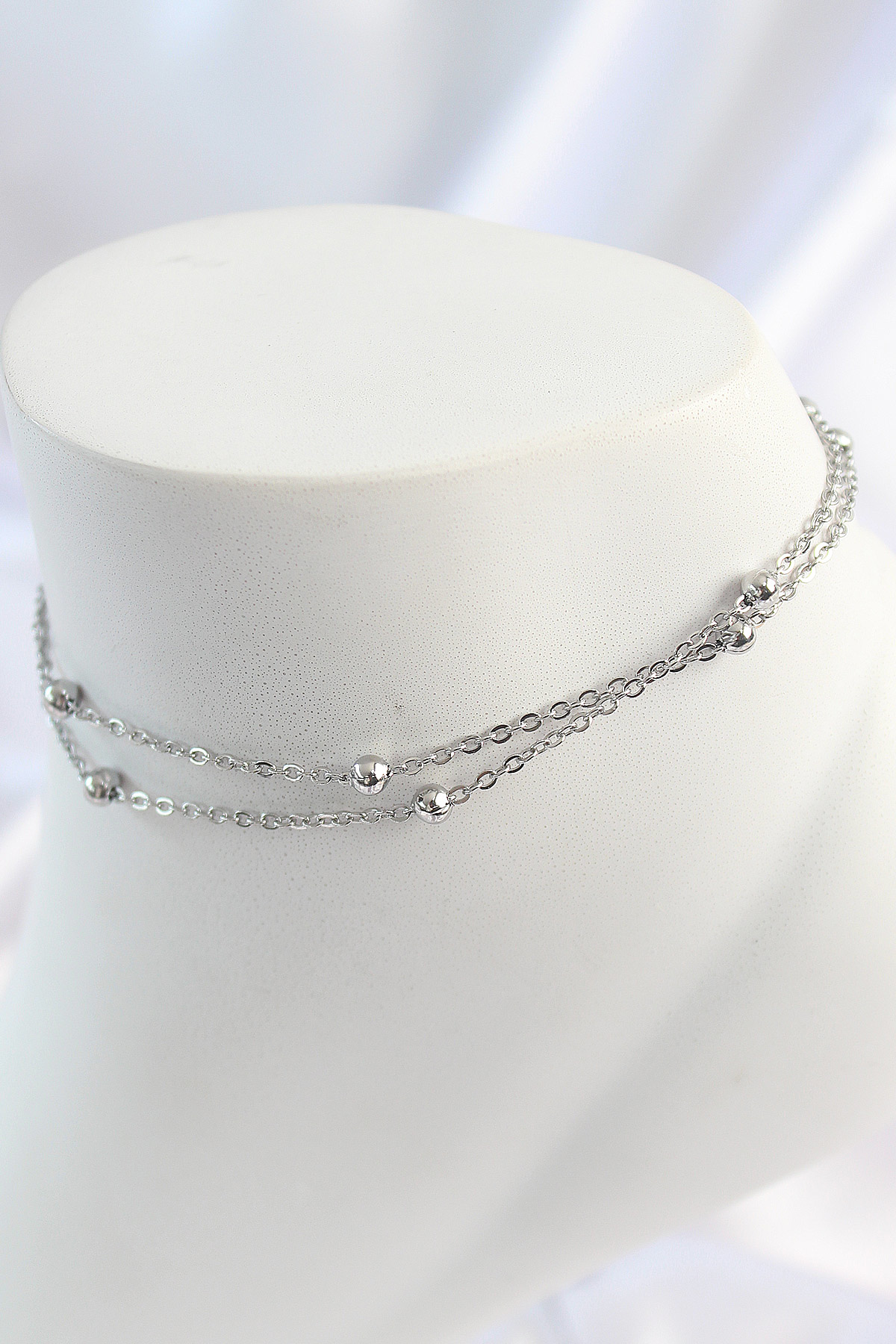 Stillove 316L Çelik Gümüş Renk 2'Li Topçuk Detay Zincir Model Kadın Halhal