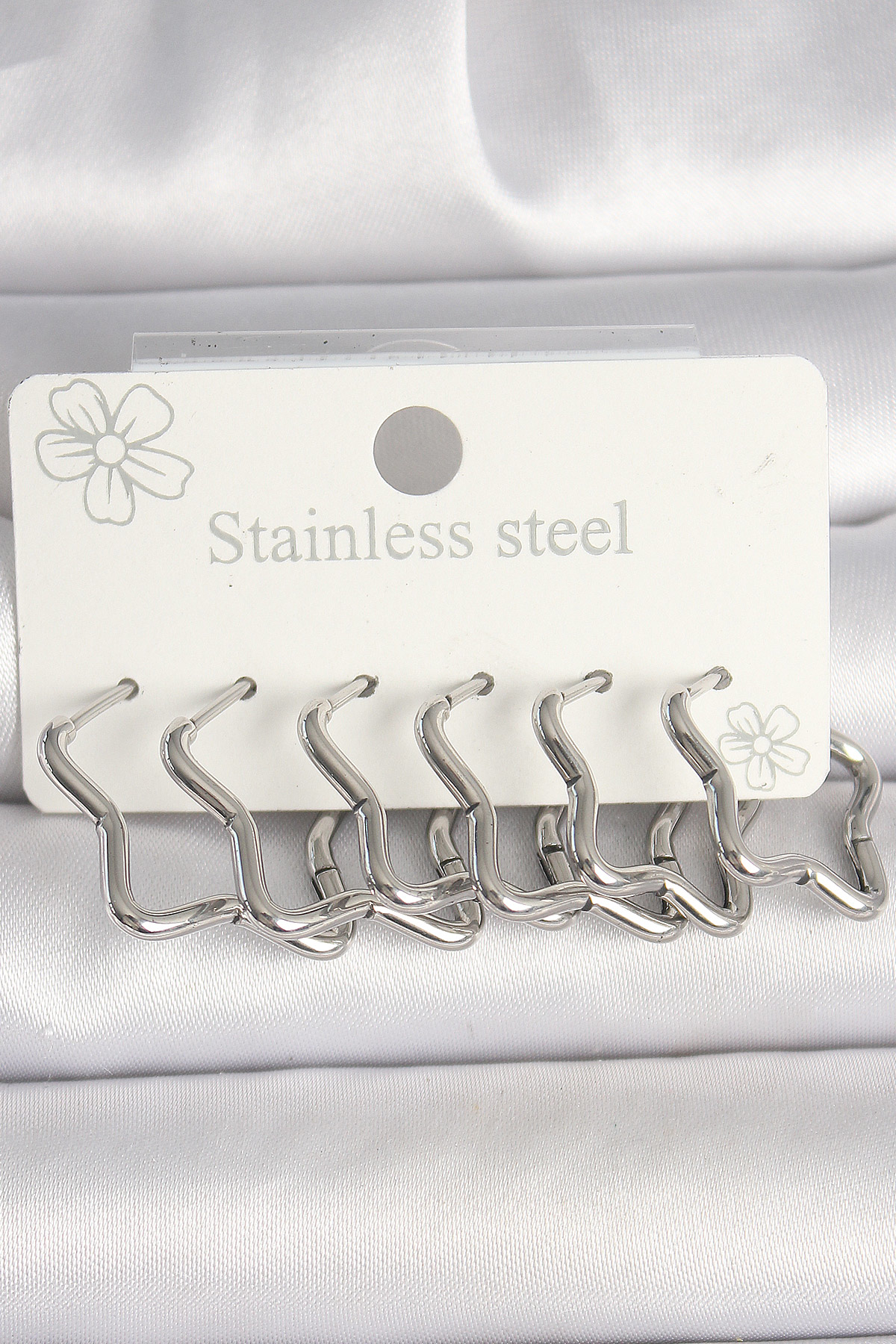 316L Çelik Gümüş Renk Yıldız Model Kadın Küpe Seti - TJ-BKP10351