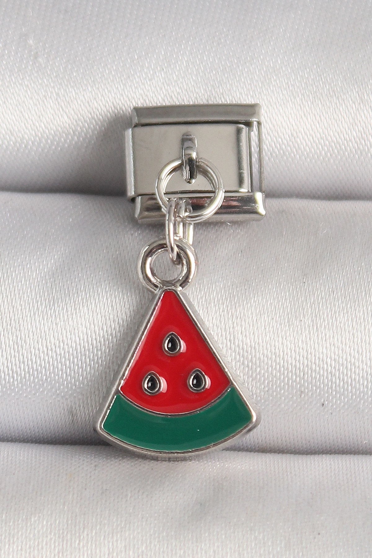 316L Çelik Gümüş Renk Karpuz Dilim Model Nomination Charm - TJ-BC