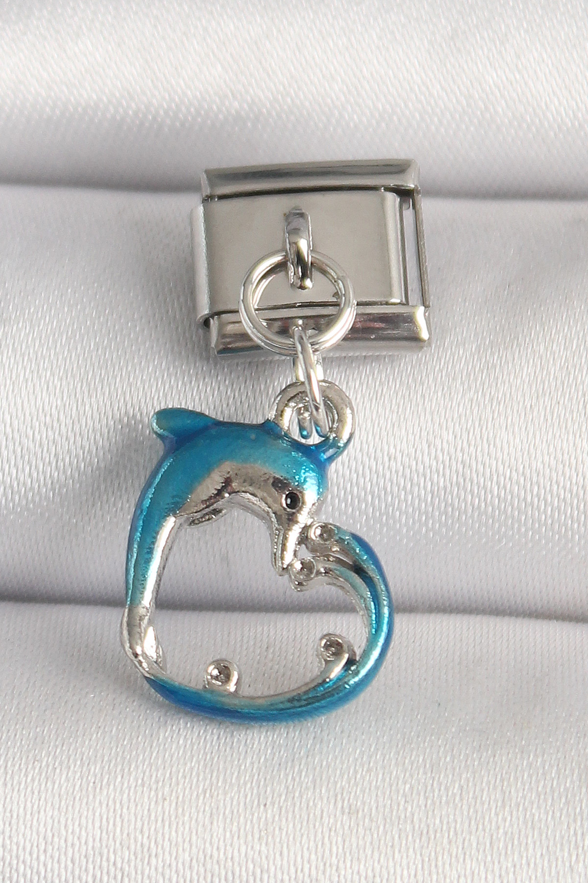 316L Çelik Gümüş Renk Mavi Yunus Model Nomination Charm - TJ-BC12