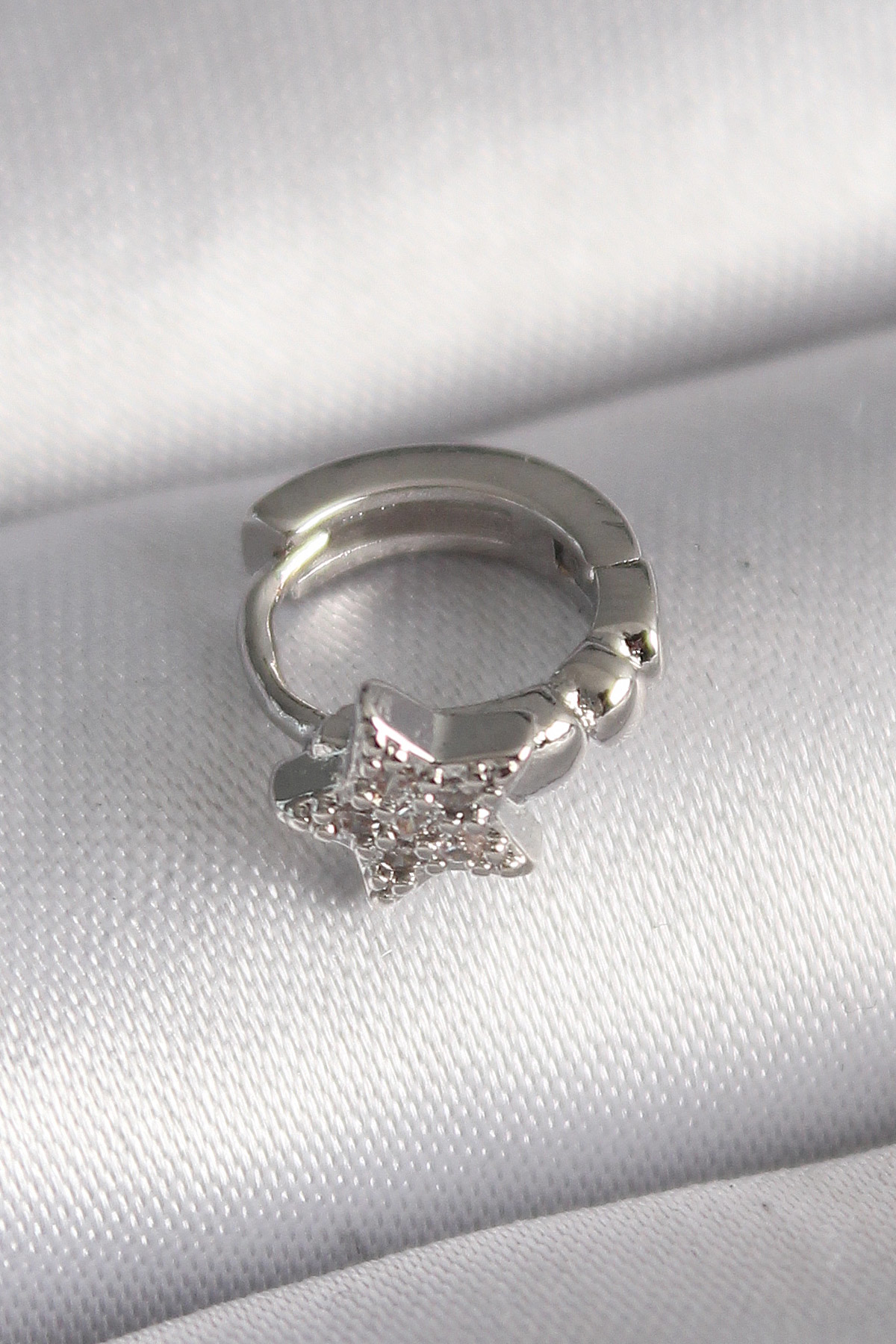 316L Çelik Gümüş Renk Zirkon Taşlı Yıldız Model Tragus Piercing -