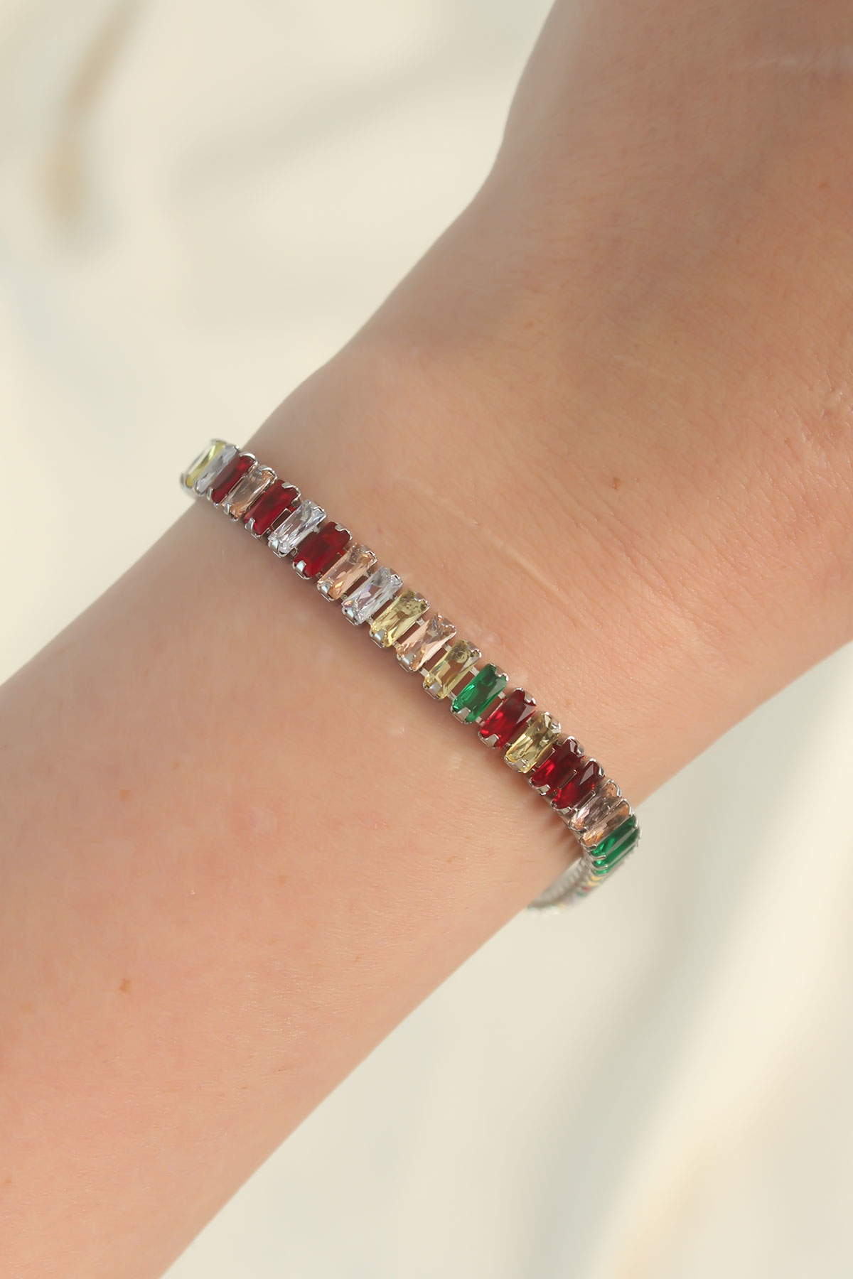 Stillove 316L Çelik Gümüş Renk Renkli Su Yolu Tasarımlı Bileklik Sl7907