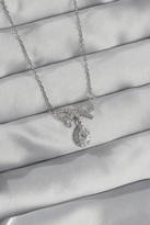 316L Çelik Gümüş Renk Zirkon Taşlı Fiyonk Detay Damla Kolye SL814