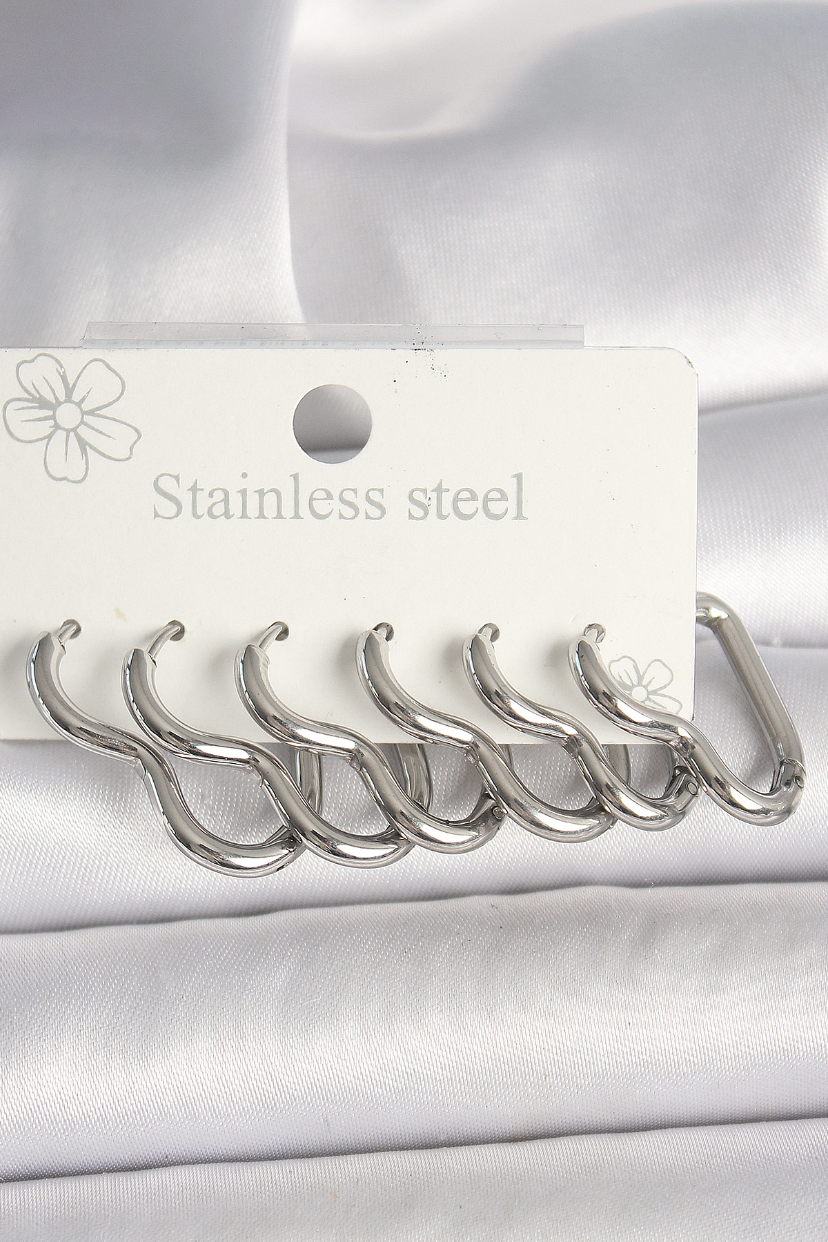 316L Çelik Gümüş Renk Kalp Model Kadın Küpe Seti - TJ-BKP10355