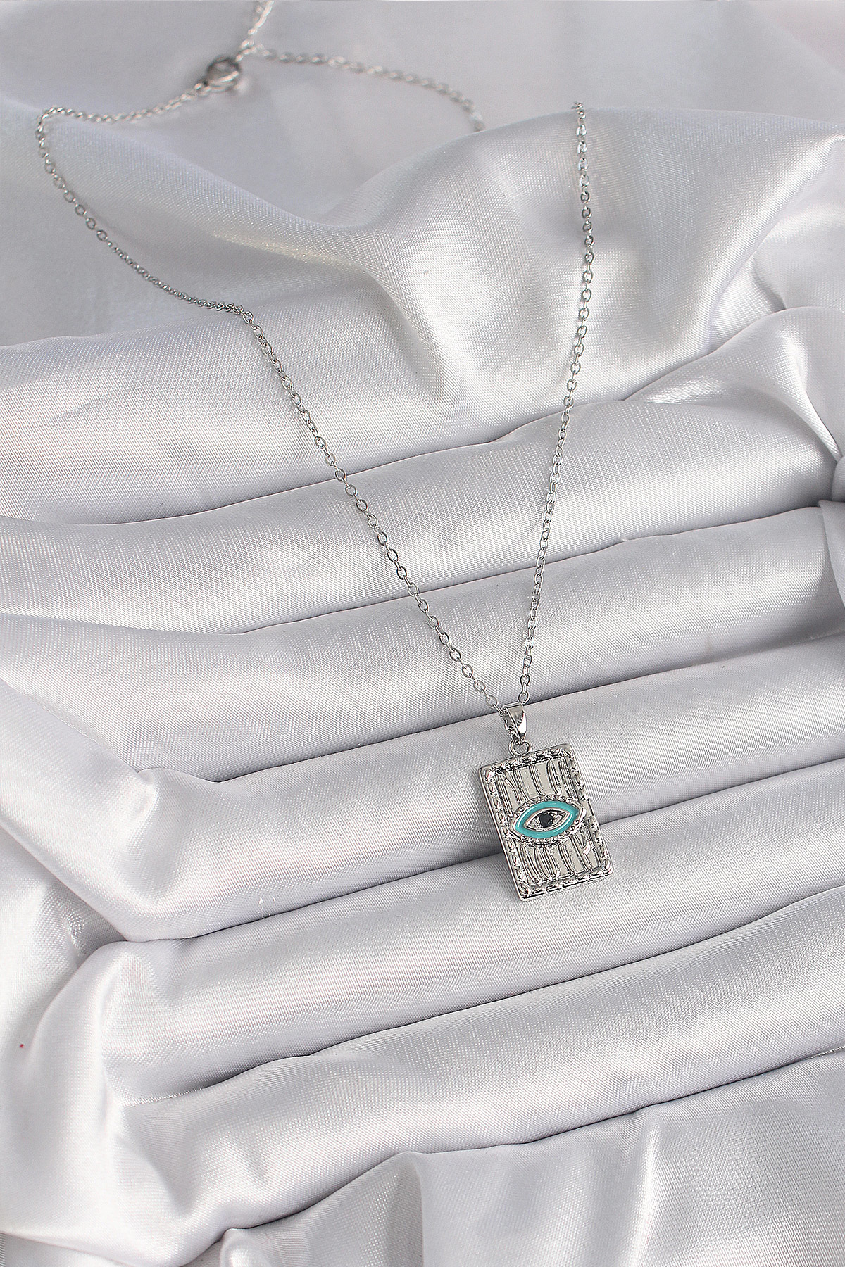 316L Çelik Gümüş Renk Zirkon Taşlı Göz İşleme Detaylı Plaka Model