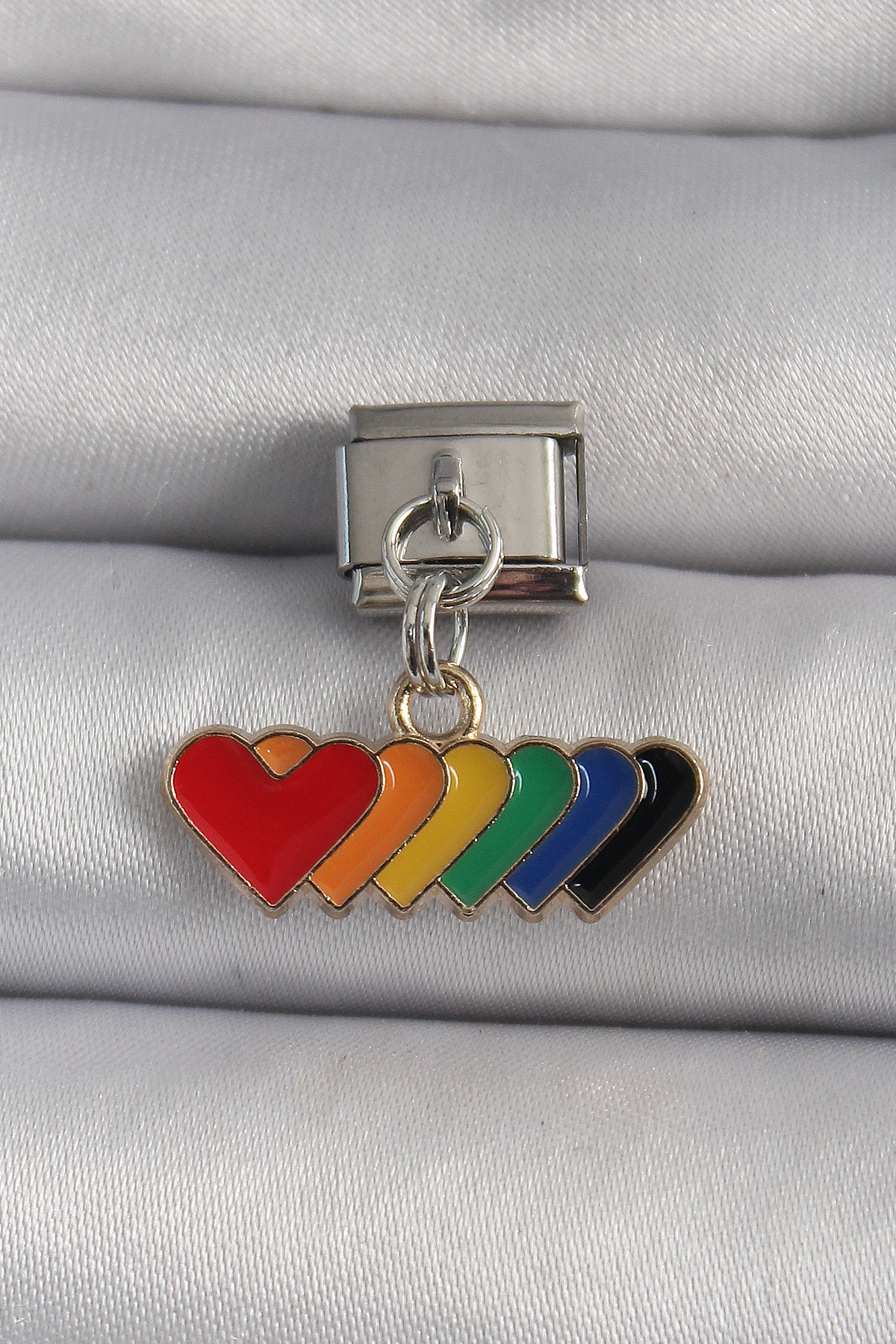 Stillove 316L Çelik Gümüş Renk Renkli Sallantı Kalp Model Nomination Charm