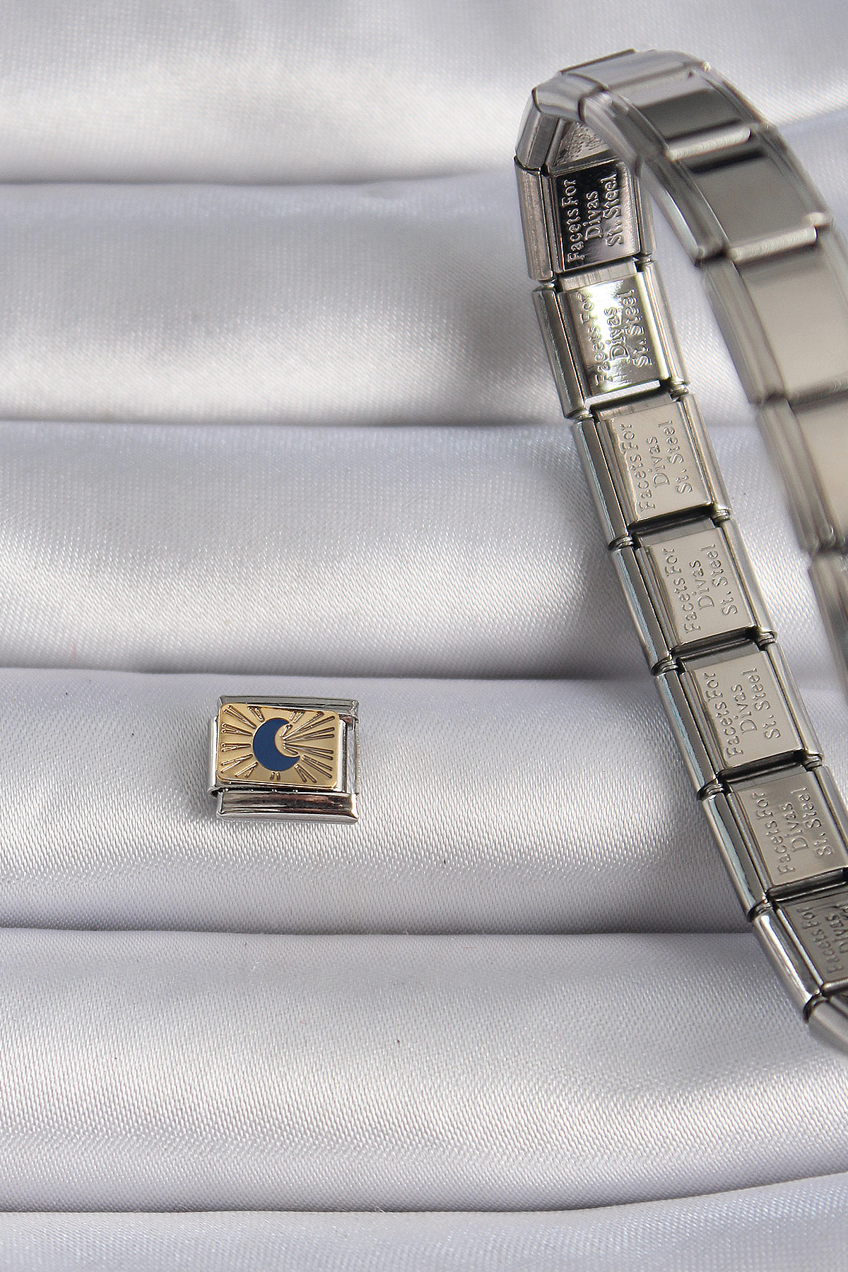 316L Çelik Gümüş Renk Gold Hilal İşlemeli Nomination Charm - TJ-B