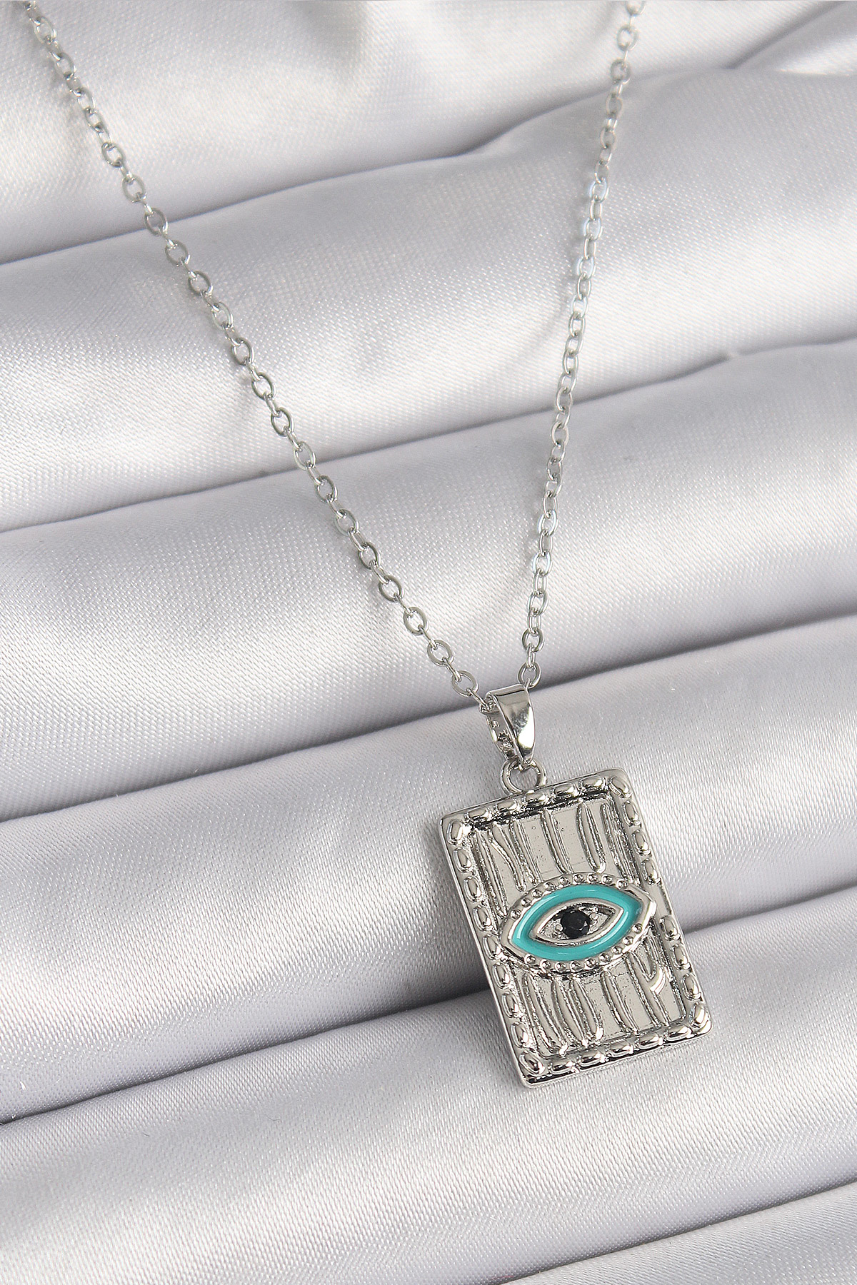 316L Çelik Gümüş Renk Zirkon Taşlı Göz İşleme Detaylı Plaka Model