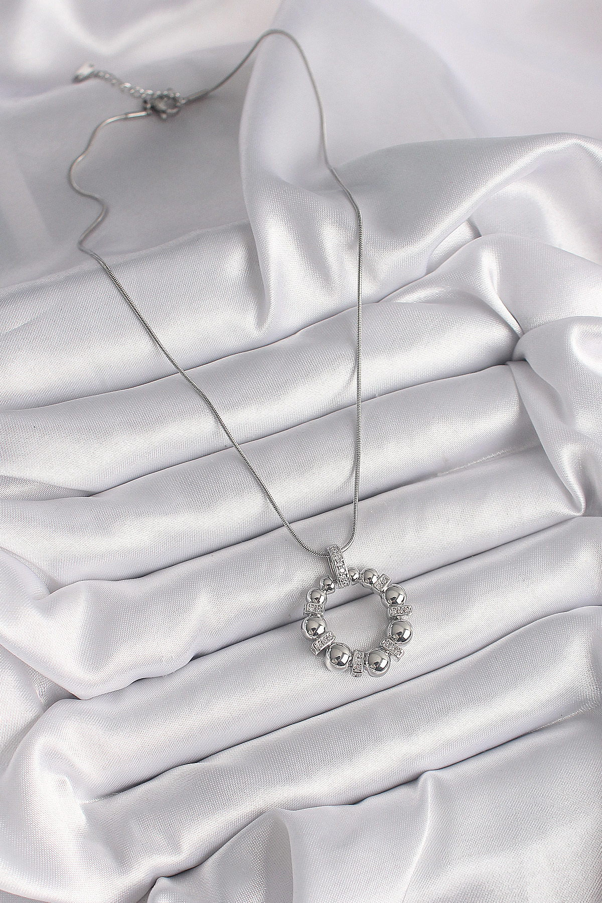 316L Çelik Gümüş Renk Zincir Zirkon Taş Detaylı Bombeli Halka Mod