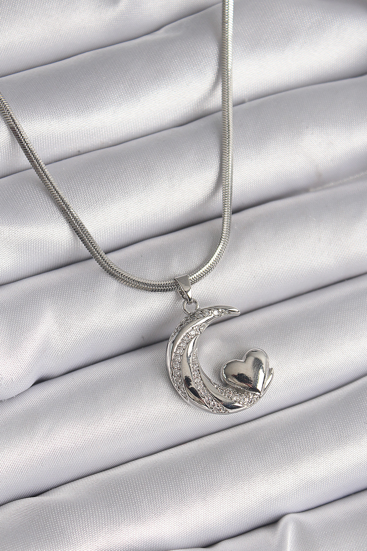 316L Çelik Gümüş Renk İtalyan Zincir Zirkon Taşlı Halil Figür Kal