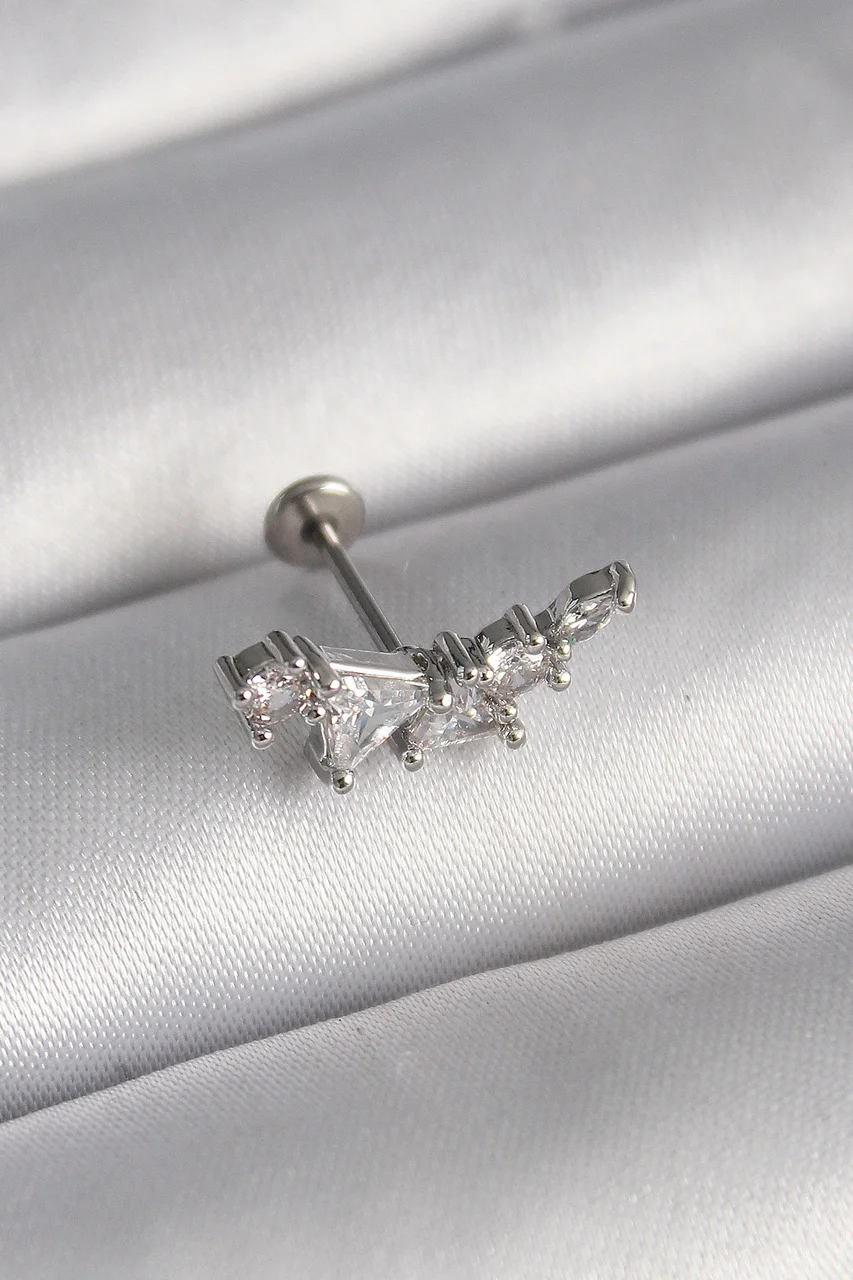 316l Çelik Gümüş Renk Zirkon Taşlı Tragus Piercing Tj-pr1337 Diğer