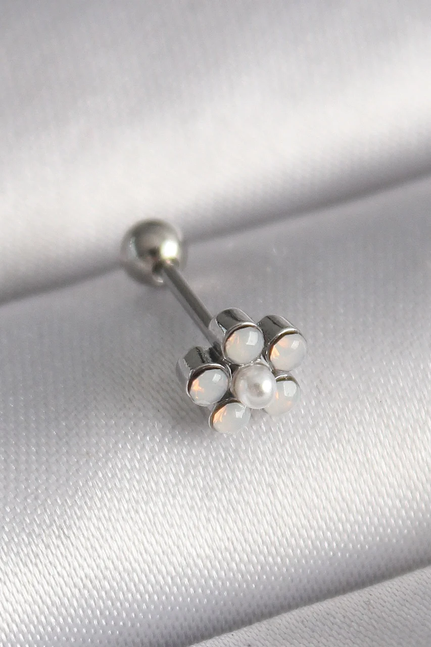 316l Çelik Gümüş Renk Zirkon Taşlı Çiçek Model Tragus Piercing - Lisinya Diğer 316l Çelik Gümüş Renk Zirkon Taşlı Çiçek Model Tragus Piercing - Lisinya Diğer