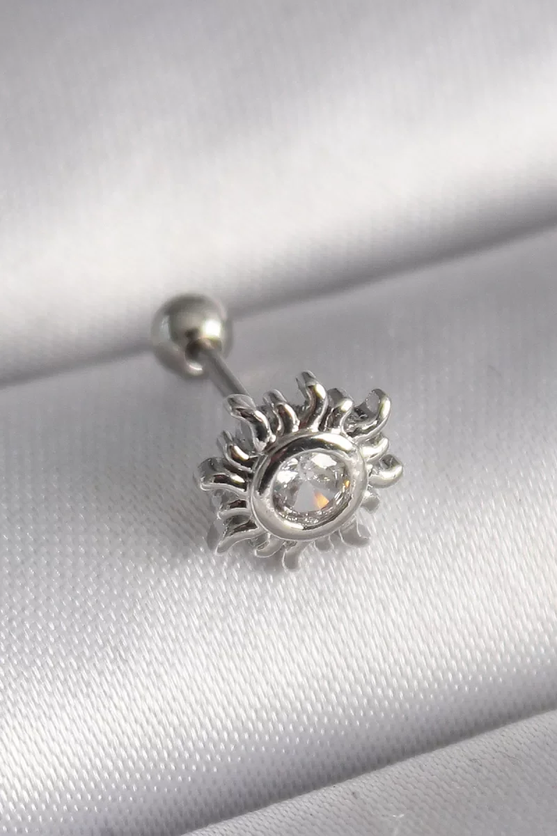 316L Çelik Gümüş Renk Zirkon Taşlı Güneş Tragus Piercing - Lisinya 316L Çelik Gümüş Renk Zirkon Taşlı Güneş Tragus Piercing - Lisinya
