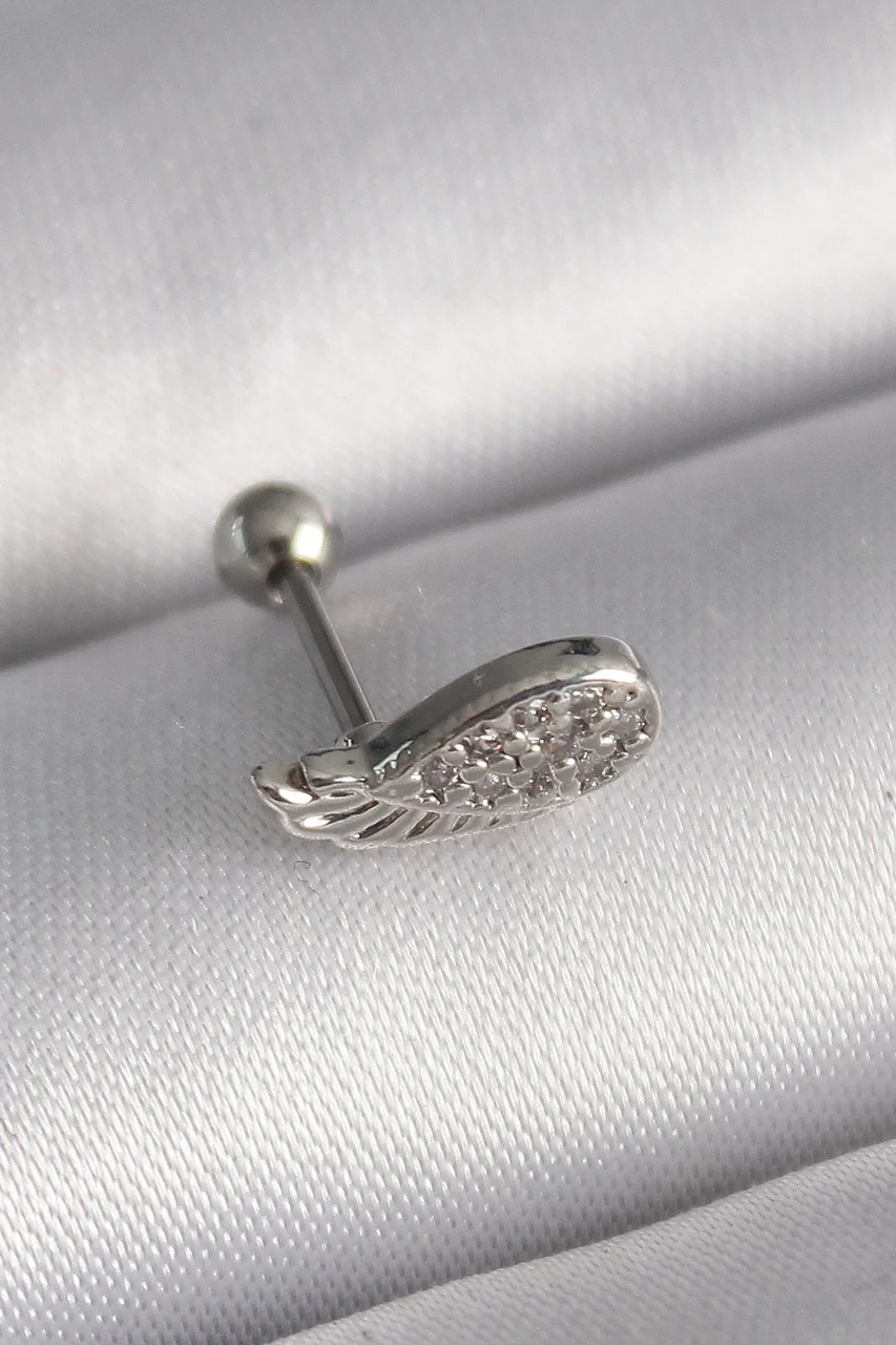316l Çelik Gümüş Renk Zirkon Taşlı Kanat Tragus Piercing Tj-pr1269 Diğer