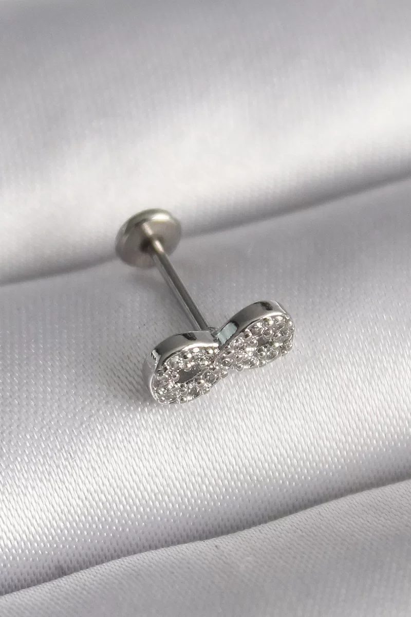 316L Çelik Gümüş Renk Zirkon Taşlı Sonsuzluk Model Tragus Piercing - Lisinya 316L Çelik Gümüş Renk Zirkon Taşlı Sonsuzluk Model Tragus Piercing - Lisinya