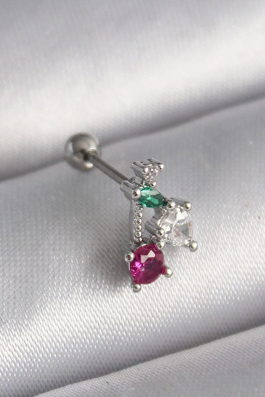 316l Çelik Gümüş Renk Zirkon Taşlı Tragus Piercing Tj-pr1227 Diğer