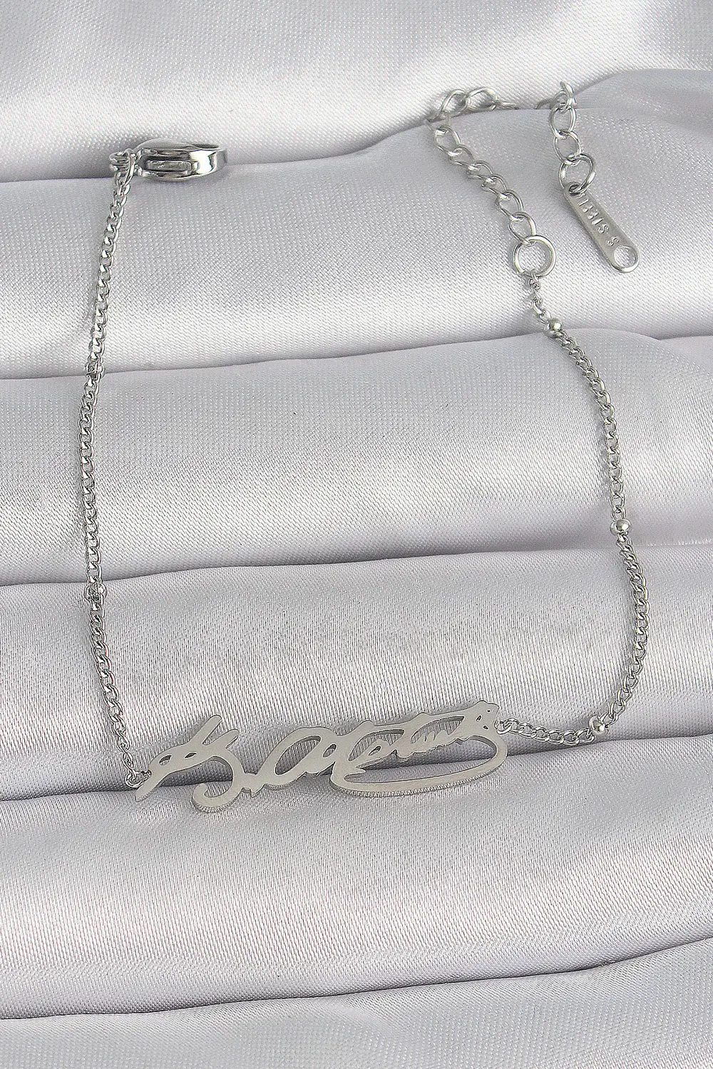 316L Çelik Gümüş Renk Atatürk İmza Model Kadın Bileklik SL10130