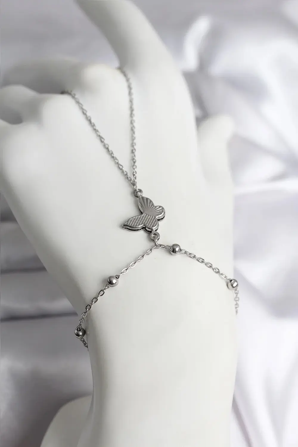 316L Çelik Gümüş Renk Kelebek Model Kadın Şahmeran