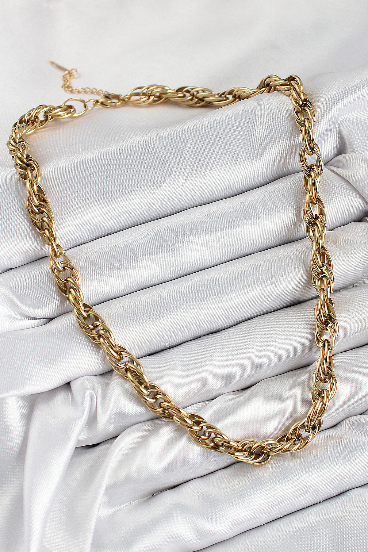 316L Çelik Halat Model Gold Renk Kadın Kolye - TJ-BKO10481