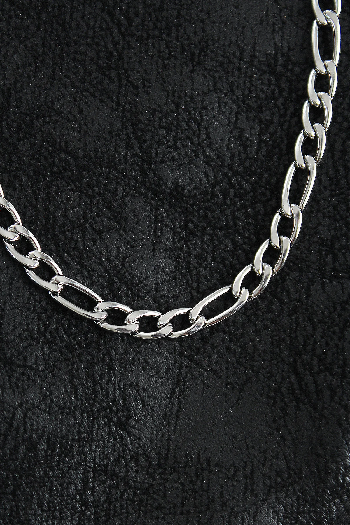 316L Çelik Kalın Figaro Zincir Model Gümüş Renk Erkek Kolye - Lis