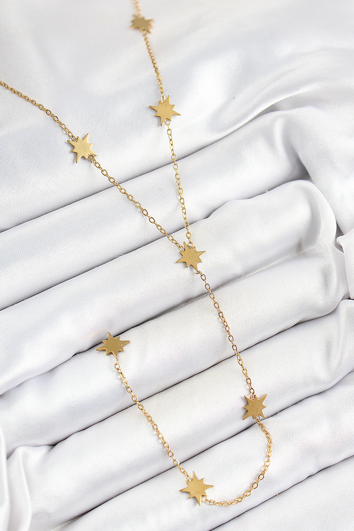 316L Çelik Kutup Yıldızı Figürlü Y Model Gold Renk Kadın Kolye -