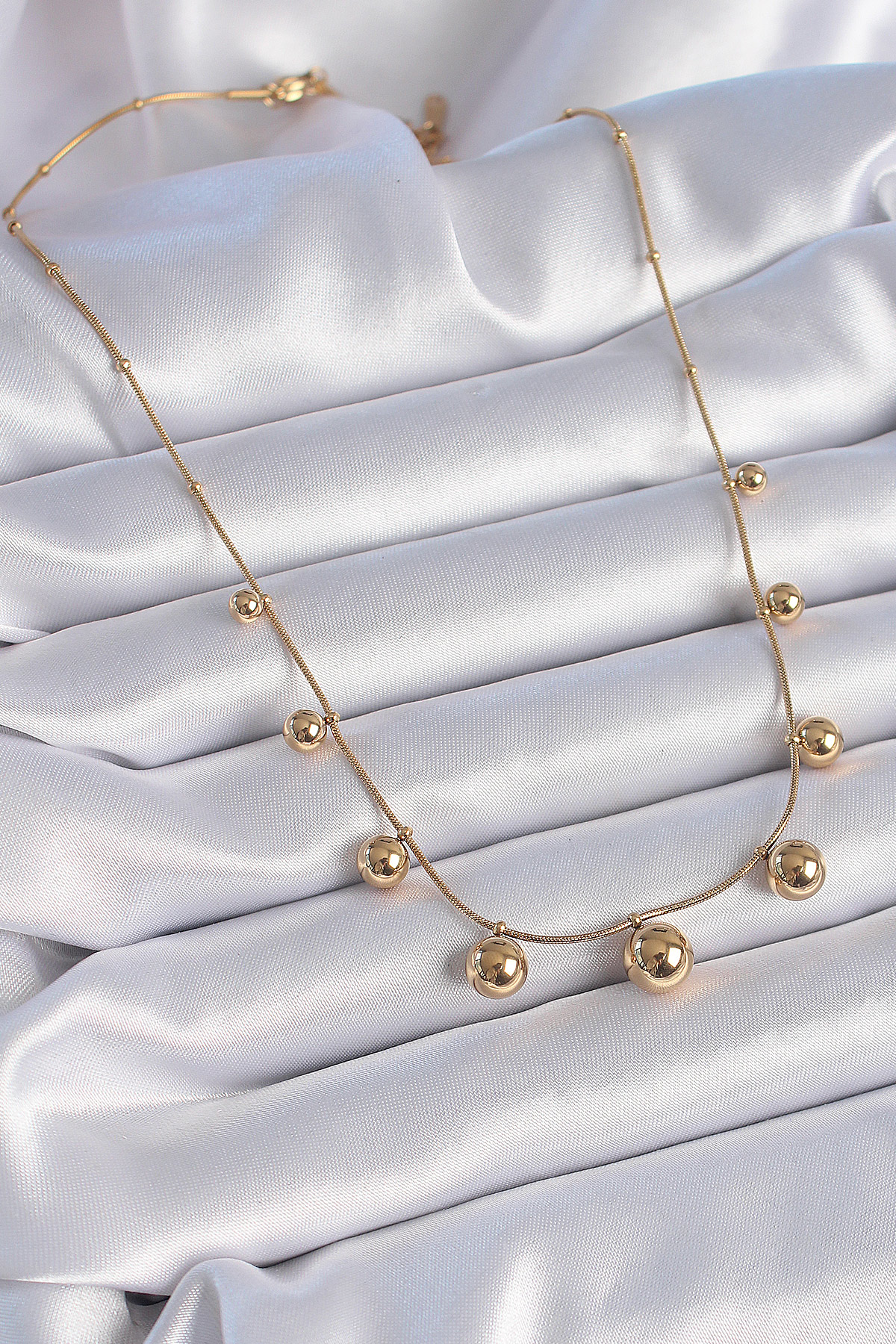 316L Çelik Özel Seri  Gold Renk Top Model Kadın Kolye
