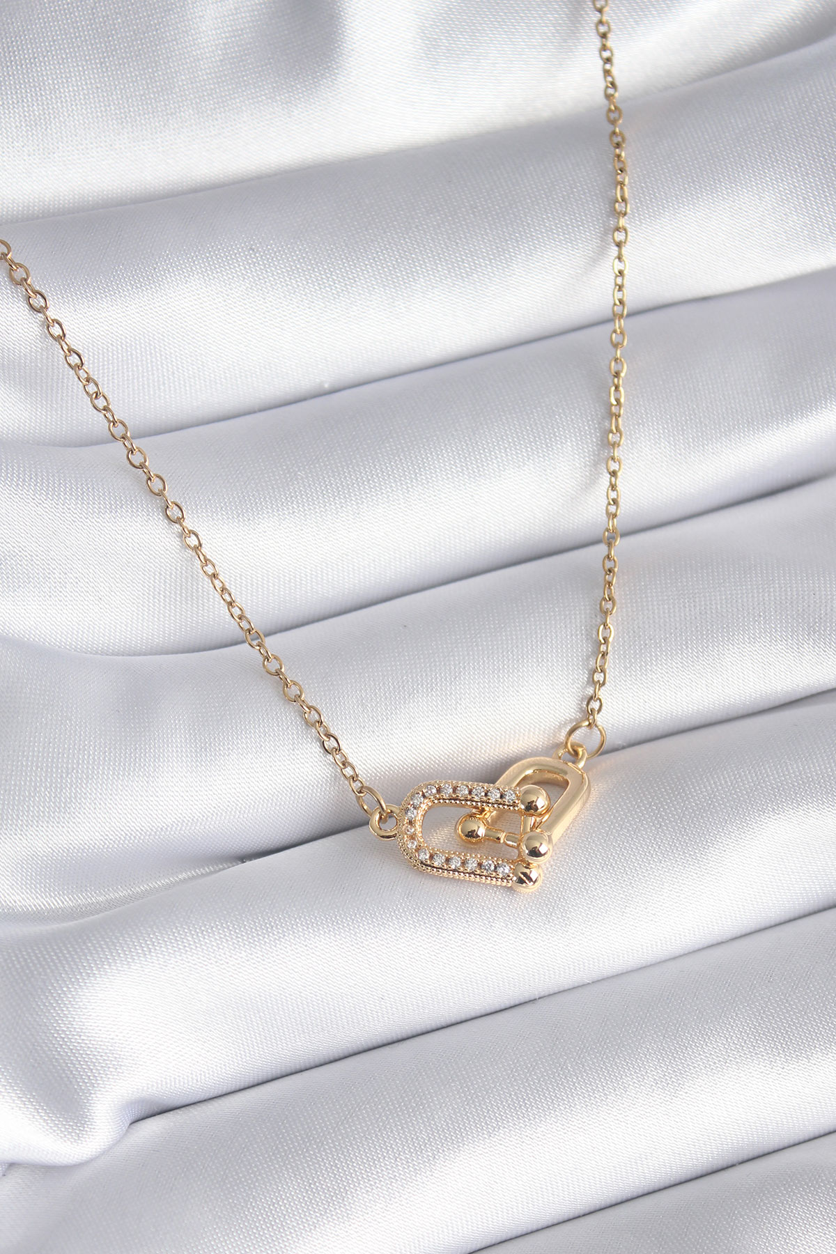 316L Çelik Özel Seri   Gold Renk Zirkon Taşlı Tiffany Model Kadın