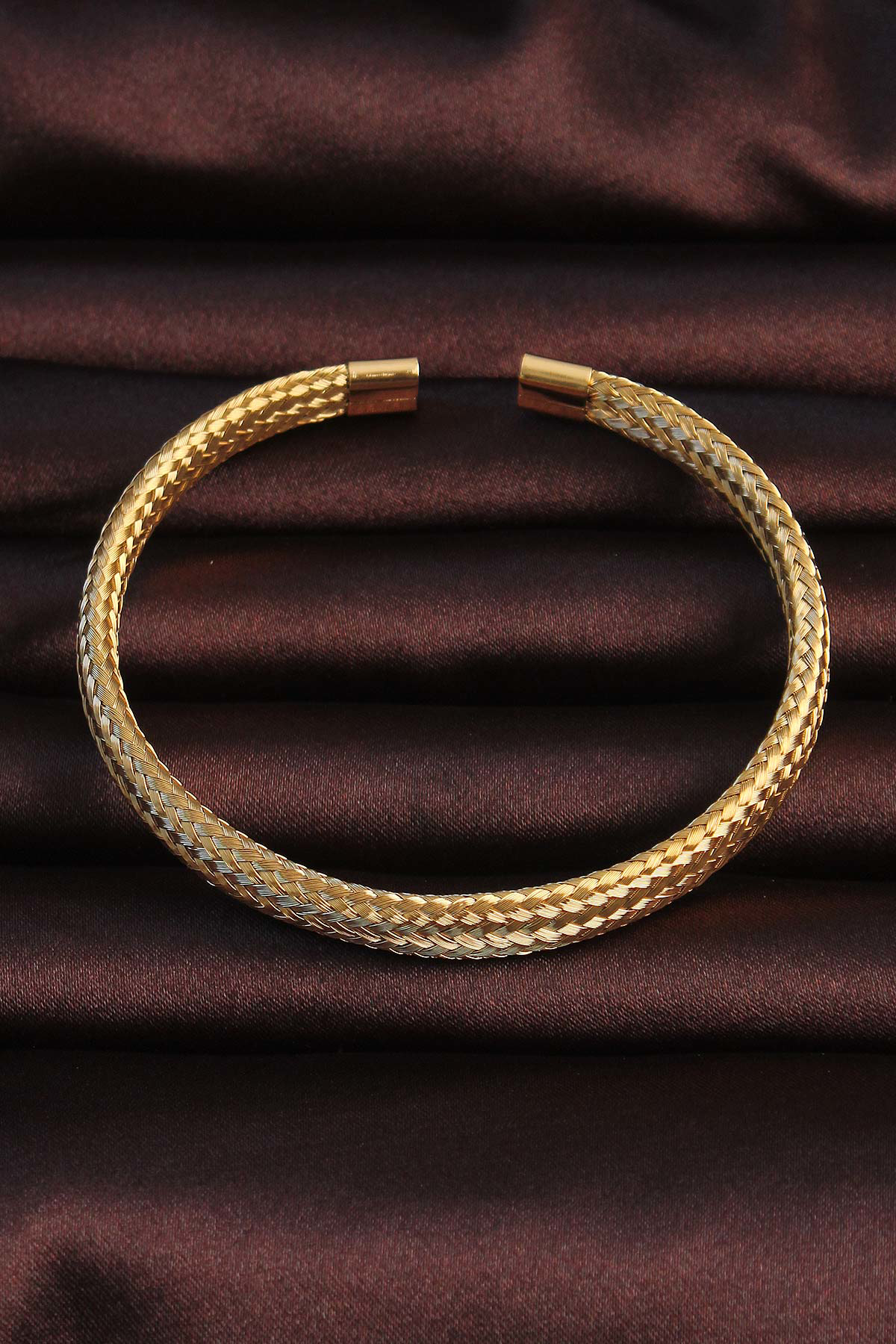 316L Çelik Özel Seri  Altın Renk Hasır Görünüm Erkek Bileklik