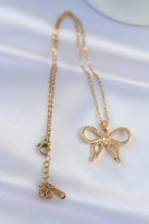 Stillove 316L Çelik Zincir Gold Renk Zirkon Taşlı Fiyonk Kolye Sl7884