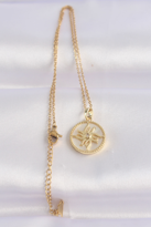 316L Çelik Zincir Altın Renk Zirkon Taşlı Oval Tasarım Güneş Koly