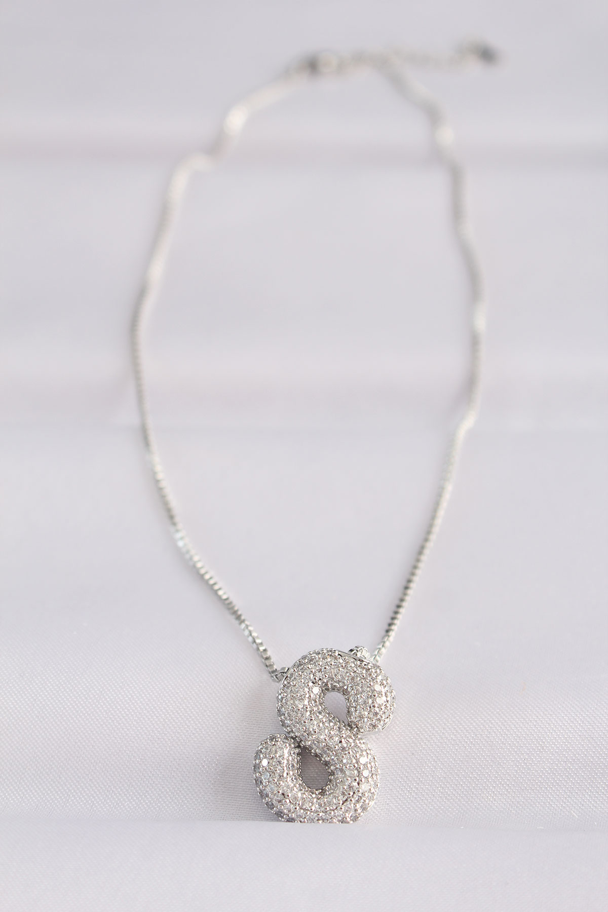 316L Çelik Zincirli Zirkon Taşlı S Harfli Silver Renk Bubble Koly