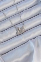 Stillove 316L Çelik Zincir Gümüş Renk Zirkon Taşlı Kuğu Kolye