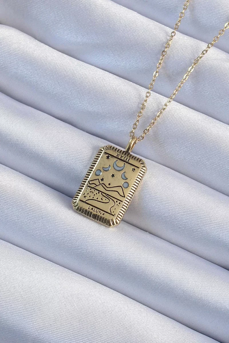 316L Çelik Zincir Eskitme Altın Renk Ay Figürlü Tarot Kolye - Lisinya 316L Çelik Zincir Eskitme Altın Renk Ay Figürlü Tarot Kolye - Lisinya