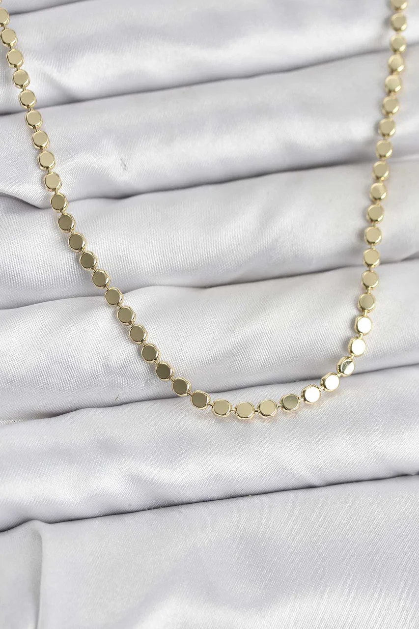316l Çelik Zincir Gold Renk Ezme Zincir Model 45 Cm Kadın Kolye - Tj-bko10777 Diğer