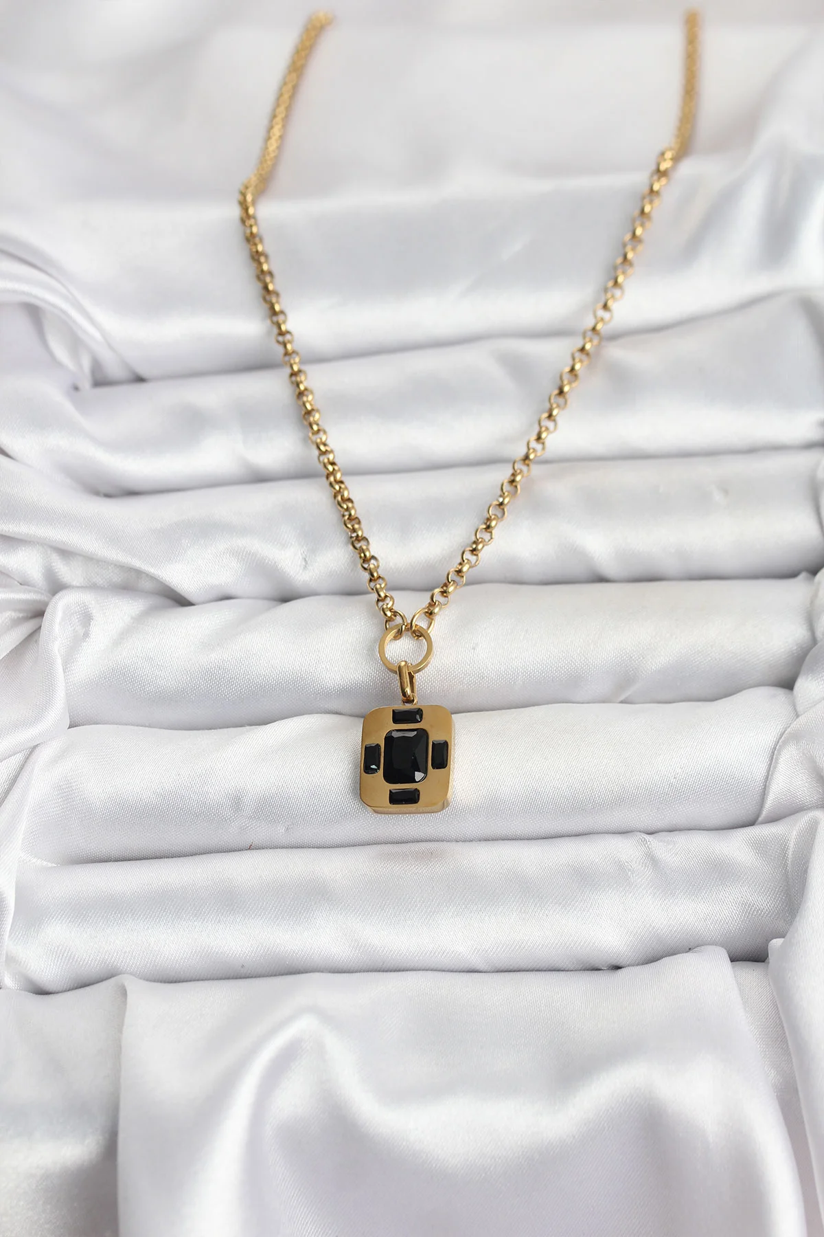 316L Çelik Zincir Gold Renk Vintage Model Kadın Kolye -1492