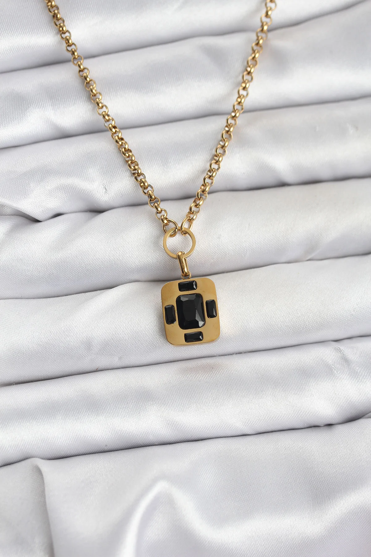 316L Çelik Zincir Gold Renk Vintage Model Kadın Kolye -1492