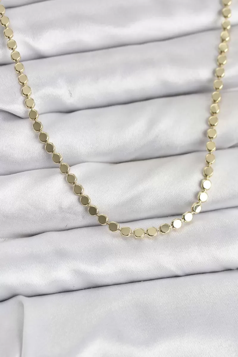 316L Çelik Zincir Gold Renk Ezme Zincir Model  45 cm Kadın Kolye - Lisinya
