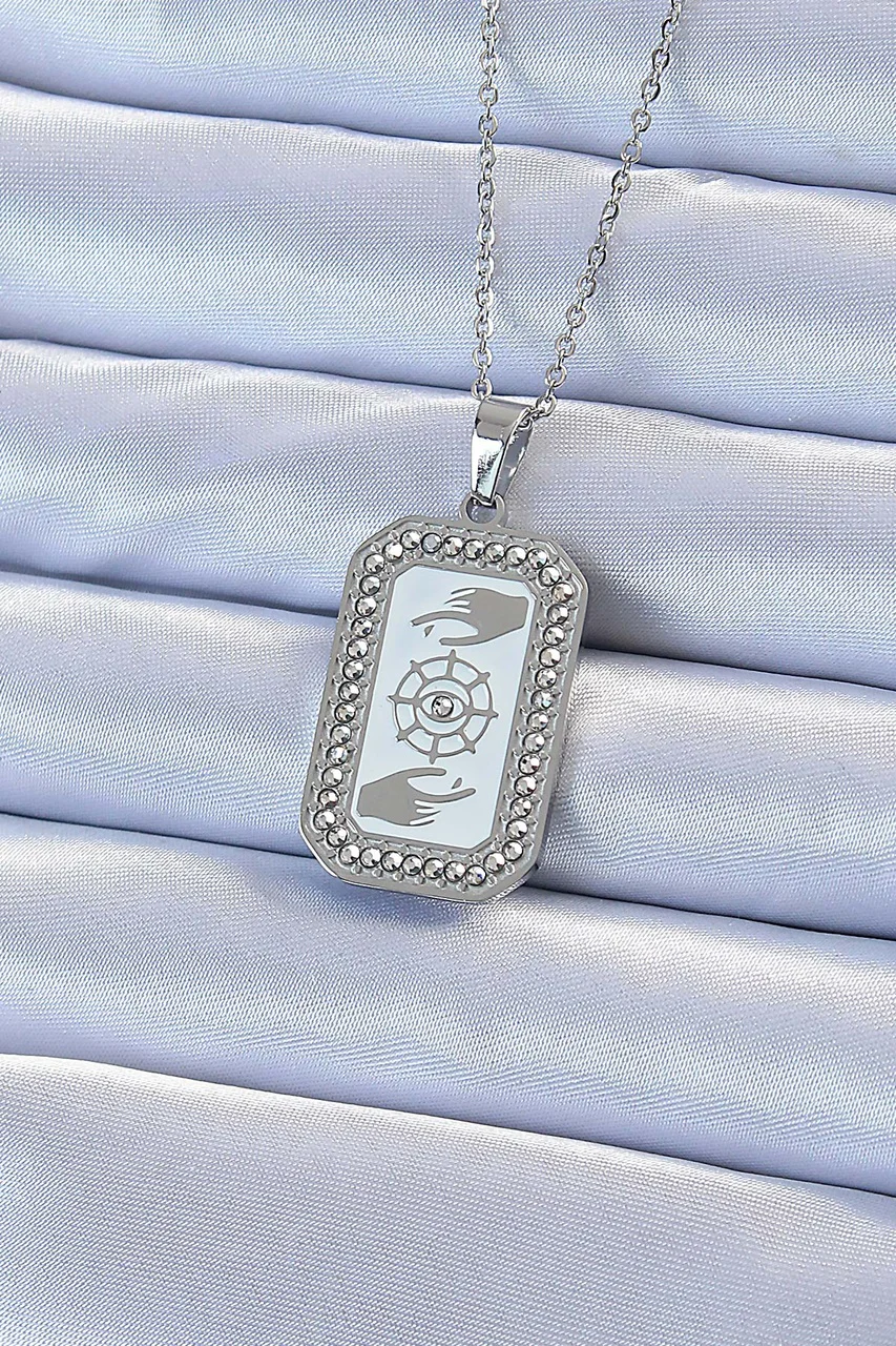 316l Çelik Zincir Gümüş Renk Mineli Zirkon Taşlı Göz Figür Tarot Kolye Tj-bko9216 Diğer