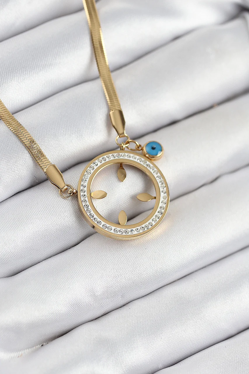316l Çelik Zirkon Taşlı Takılabilir Gold Renk Kadın Kolye Tj-bko10506 Diğer