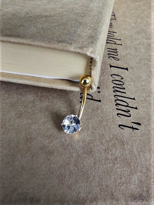 316L CERRAHİ ÇELİK GOLD YUVARLAK ZİRKON TAŞ GÖBEK PİERCİNG-GBKPR7