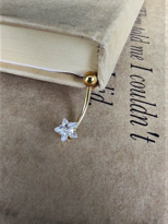 316L CERRAHİ ÇELİK GOLD YILDIZ ZİRKON TAŞ GÖBEK PİERCİNG-GBKPR72