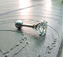 316L CERRAHİ ÇELİK GÜMÜŞ TEK TAŞ TOP UÇLU HELİX TRAGUS KULAK BURU