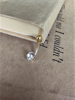 316L CERRAHİ ÇELİK GOLD YUVARLAK ZİRKON TAŞ GÖBEK PİERCİNG-GBKPR7