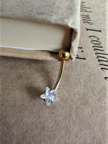 316L CERRAHİ ÇELİK GOLD YILDIZ ZİRKON TAŞ GÖBEK PİERCİNG-GBKPR72